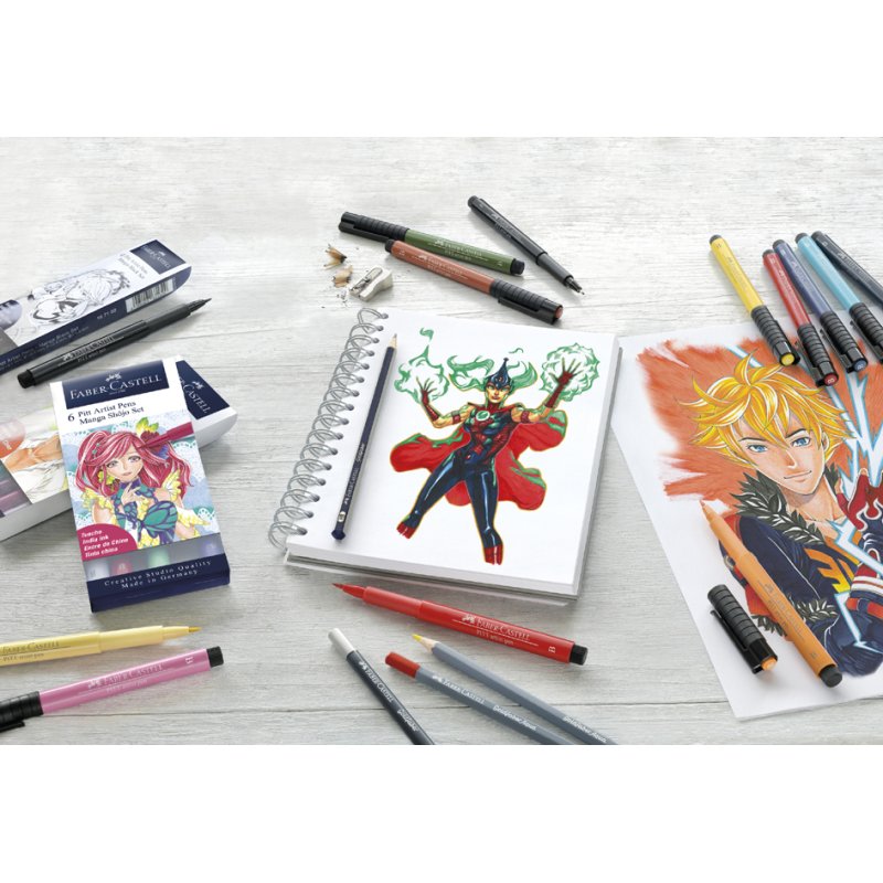 Faber-Castell crayons de dessin PITT artist pen, Comic set, 15 pièces